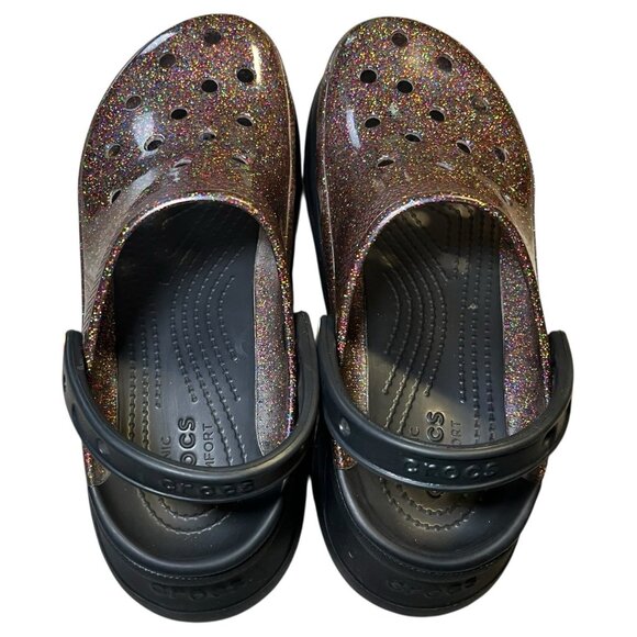 Crocs Platfirm Clogs Womens Sz 8 Classic Bae Pride Translucent Glitter - Picture 9 of 16